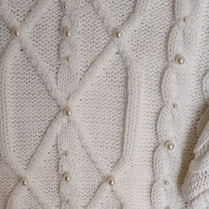 Elegant White Sweater with Pearl Accents